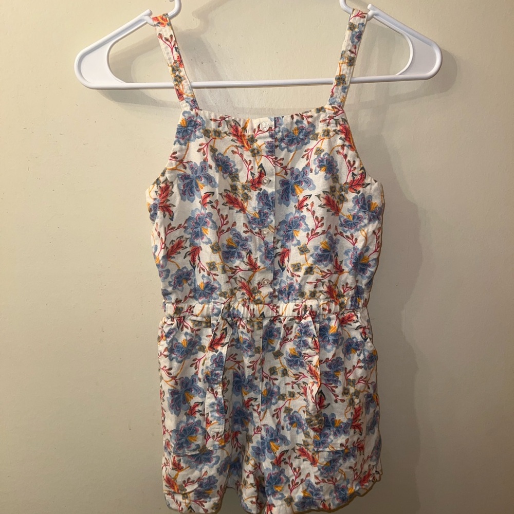 Old Navy Blue and White Floral Jumpsuit